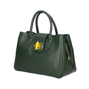 Δερμάτινη τσάντα χειρός, genevieve, Πράσινο σκούρο, iris bags 1