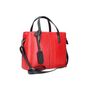 Δερμάτινη τσάντα χειρός με snakeprint, merle, Κόκκινο, iris bags 1