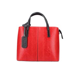 Δερμάτινη τσάντα χειρός με snakeprint, merle, Κόκκινο, iris bags