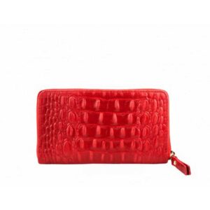 Δερμάτινο γυναικείο πορτοφόλι κροκό, pina, Κόκκινο, iris bags