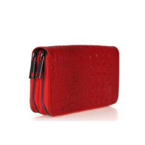 Δερμάτινο γυναικείο πορτοφόλι κροκό, prisca, Κόκκινο, iris bags
