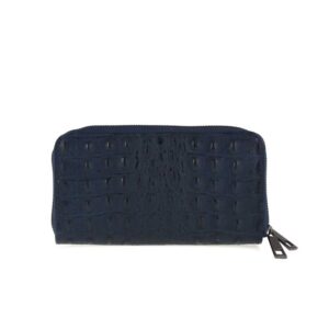 Δερμάτινο γυναικείο πορτοφόλι κροκό, prisca, Μπλε, iris bags