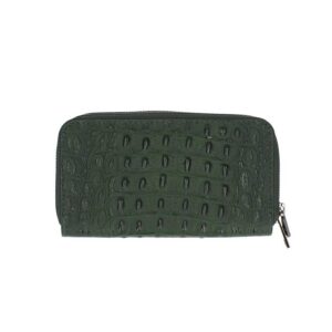 Δερμάτινο γυναικείο πορτοφόλι κροκό, prisca, Πράσινο σκούρο, iris bags