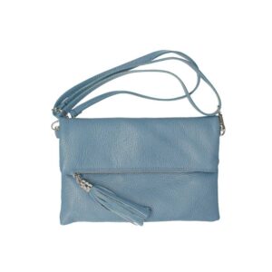 Χιαστί τσάντα από δέρμα τύπου dollaro, elsbe, Γαλάζιο ραφ, iris bags