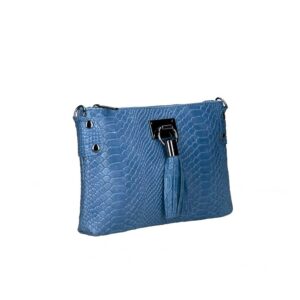 Χιαστί τσάντα από μαλακό δέρμα με snakeprint, theresa, jeans, iris bags 1