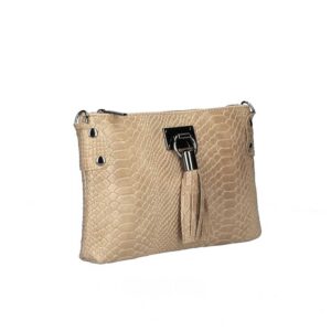 Χιαστί τσάντα από μαλακό δέρμα με snakeprint, theresa, taupe, iris bags 1