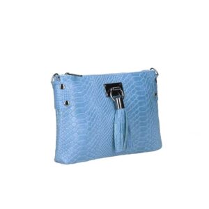 Χιαστί τσάντα από μαλακό δέρμα με snakeprint, theresa, Γαλάζιο, iris bags 1