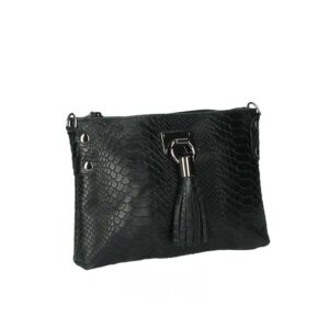 Χιαστί τσάντα από μαλακό δέρμα με snakeprint, theresa, Μαύρο, iris bags 1