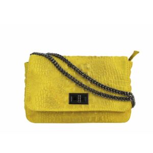 Χιαστί τσάντα με σουέτ δέρμα και κροκό σχέδιο, miranda, Κίτρινο, iris bags