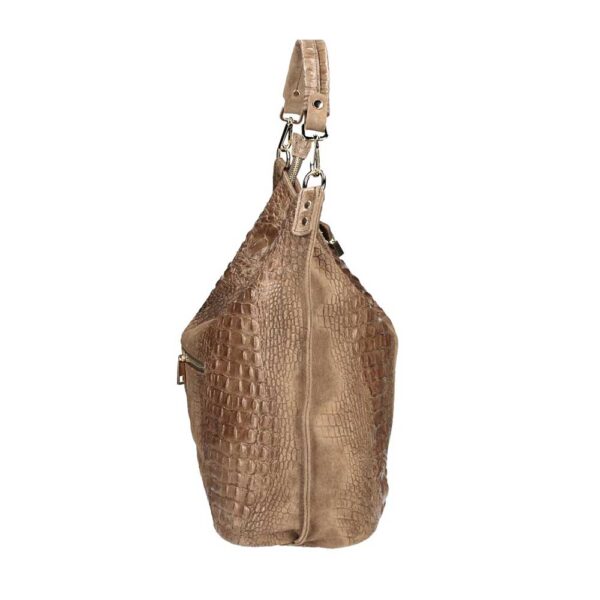 Δερμάτινη τσάντα ώμου κροκό, luisa, dark taupe, iris bags 2