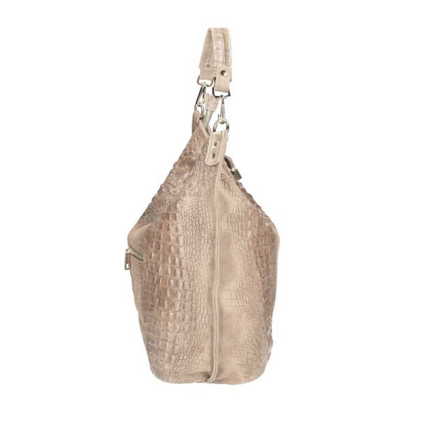 Δερμάτινη τσάντα ώμου κροκό, luisa, taupe, iris bags 2