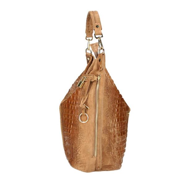 Δερμάτινη τσάντα ώμου κροκό, luisa, Κονιάκ, iris bags 2