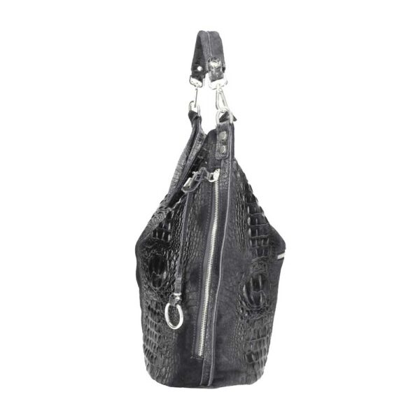 Δερμάτινη τσάντα ώμου κροκό, luisa, Μαύρο, iris bags 2