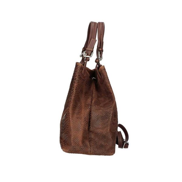 Δερμάτινη τσάντα ώμου με τύπωμα πύθωνα, iris, Καφέ, iris bags 2