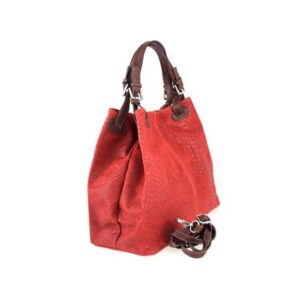 Δερμάτινη τσάντα ώμου με τύπωμα πύθωνα, iris, Κόκκινο, iris bags 1