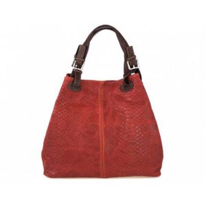 Δερμάτινη τσάντα ώμου με τύπωμα πύθωνα, iris, Κόκκινο, iris bags