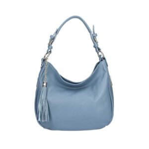 Τσάντα ώμου από δέρμα τύπου dollaro, carlotta, Γαλάζιο ραφ, iris bags