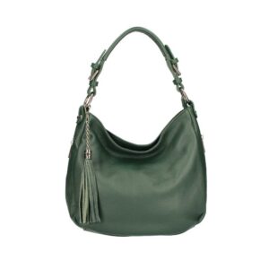 Τσάντα ώμου από δέρμα τύπου dollaro, carlotta, Πράσινο σκούρο, iris bags