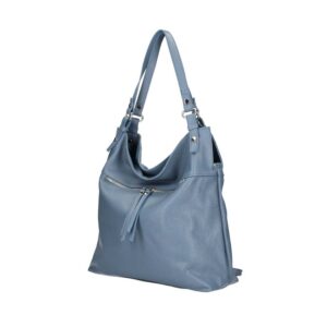 Τσάντα ώμου από δέρμα τύπου dollaro, talia, Γαλάζιο ραφ, iris bags 1