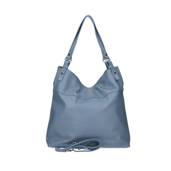 Τσάντα ώμου από δέρμα τύπου dollaro, talia, Γαλάζιο ραφ, iris bags 3