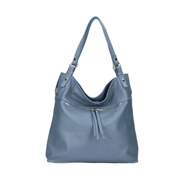 Τσάντα ώμου από δέρμα τύπου dollaro, talia, Γαλάζιο ραφ, iris bags