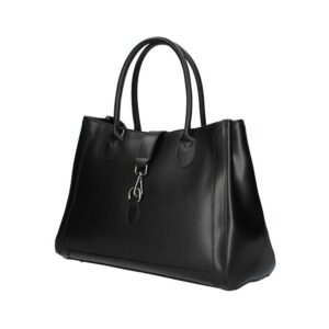Τσάντα ώμου από δέρμα τύπου saffiano, manola, Μαύρο, iris bags 1