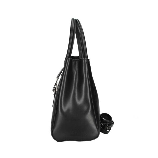 Τσάντα ώμου από δέρμα τύπου saffiano, manola, Μαύρο, iris bags 2