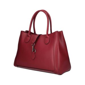 Τσάντα ώμου από δέρμα τύπου saffiano, manola, Σκούρο κόκκινο, iris bags 1