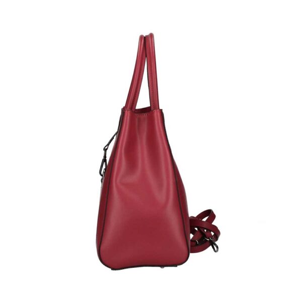 Τσάντα ώμου από δέρμα τύπου saffiano, manola, Σκούρο κόκκινο, iris bags 2
