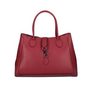 Τσάντα ώμου από δέρμα τύπου saffiano, manola, Σκούρο κόκκινο, iris bags
